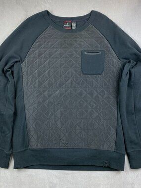 Victorinox Mens Sweater Large Black Quilted Hybrid Crewneck Pullover Tailored